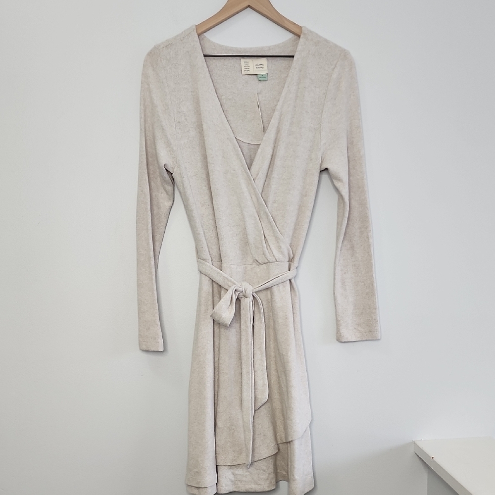 Anthropologie Cream Long Sleeve Dress